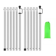 Stainless Steel Tarp Support Poles 226 cm 89 in 6 Section for Tent Canopy Setup