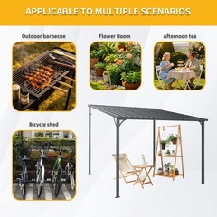 10x10FT Outdoor Pergola Lean to Wall-Mounted Pergola Carport Gazebo for Backyard