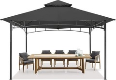Outdoor Garden Gazebo for Patios with Stable Steel Frame(10X12, Dark Gray)