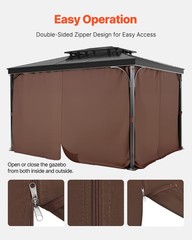 Outdoor Gazebo Privacy Curtain 12x 12 x 6.9 ft Waterproof Gazebo Curtains Coffee
