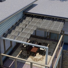 E&K 7ft Retractable Pergola Canopy Cover Waterproof Awning Deck Garden Yard Pool
