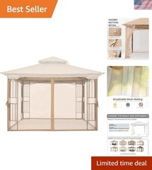 Stylish Insect-Proof Mosquito Netting Screen for 10×10 Gazebos – Easy Access