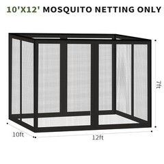 Gazebo Universal Replacement Mosquito Netting, 10&prime; x 12&prime; Outdoor 10*12 Black