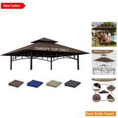 Elegant Brown 5x8ft Double Tier Grill Canopy – Waterproof & Durable Design