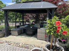 10&prime; x 12&prime; Hardtop Gazebo Outdoor Aluminum Arc Gazebo for Patios Double Roof
