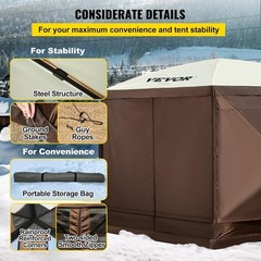 Waterproof Pop Up Gazebo Shelter with Enhanced Stability for Camping & Patio Use
