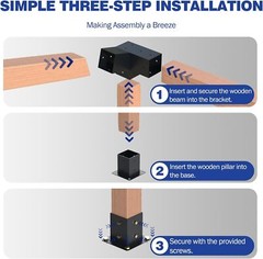15° 3-Way Slanted Roof Pergola Bracket Set, Powder-Coated Roof Wall Mount 4&Prime;x4&Prime;