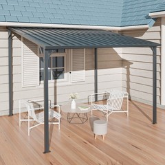 Outdoor Pergola Large Galvanized Steel Lean to Wall-Mounted Pergolas for BBQ