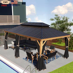 Apollo 12 Ft. X 20 Ft. W Wood like Aluminum Hardtop Gazebo with Galvanized Steel