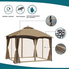 Gazebo Universal Mosquito Netting – Outdoor Gazebo Canopy 4-Panel Screen Wall…