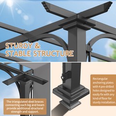 10*10ft dark grey columns dark grey adjustable polyester sunshade cloth 6 beams