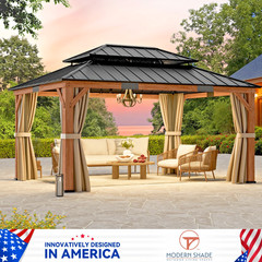 Rosewood Gazebo 12&prime; x 16&prime; Cedar Framed Gazebo with Double Galvanized Steel Roof