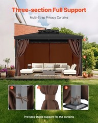 Outdoor Gazebo Privacy Curtain 12x 12 x 6.9 ft Waterproof Gazebo Curtains Coffee