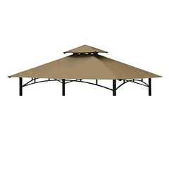 Tanxianzhe Grill Gazebo Replacement Canopy Top Cover 5×8 Double Tiered Khaki
