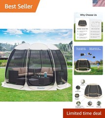 Pop Up Screen House Tent, Instant Outdoor Gazebo with Mosquito Netting & UPF …