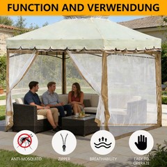 10ftx10ft Replacement Mosquito Netting w/Zipper Gazebo Screen Canopy Mesh Walls