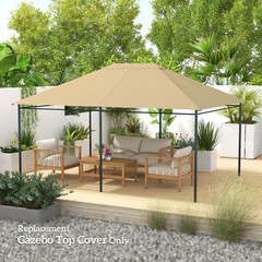 Outsunny 10&prime; x 13&prime; Gazebo Canopy Replacement Gazebo Roof Cover, Khaki