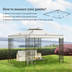 10&prime; Square 2-Tier Gazebo Canopy Top Replacement, Cream White