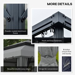 10&prime; x 13&prime; Patio Gazebo with Aluminum Frame for Outdoor, Gray