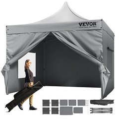 VEVOR Pop Up Canopy Tent Outdoor Gazebo Tent 10x10FT with Sidewalls Dark Gray