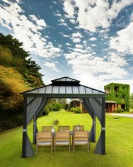 ✨12&prime; x 12&prime; Galvanized Steel Roof Outdoor Hardtop Patio Gazebo W/Curtains,Netting
