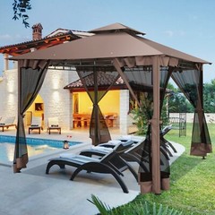 NEW 10x10ft Gazebo with Mosquito Netting Heavy Duty Waterproof Patio Canopy