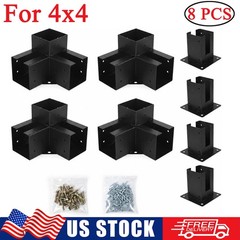 4 »x4 » Pergola Bracket Kit Inner 3.7 »x3.7 » 3-Way Woodworks DIY Post w/ 4 Base