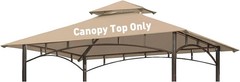 5×8 Ft Grill Gazebo Replacement Canopy Top Cover For Model L-GG001PST-F Khaki