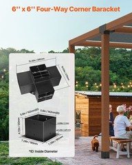VEVOR 6×6&Prime; Pergola Bracket Kit Inner 5.5×5.5 4-Way Woodworks DIY Post 2 pcs