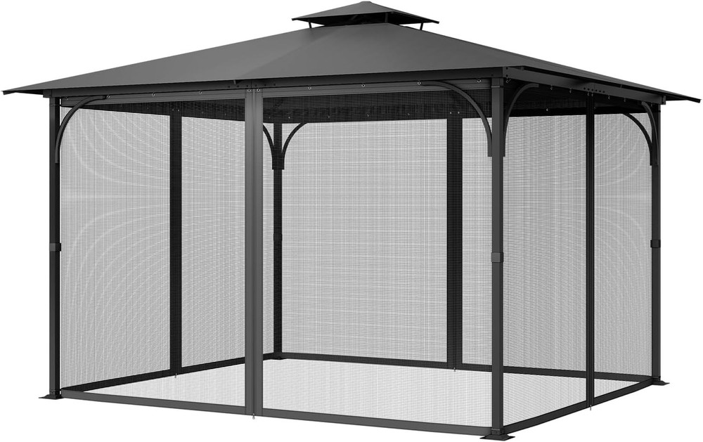 Gazebo Netting Replacement, Fit Most 10 x 13 x 6.8 FT Gazebo Curtain, Outdoor…