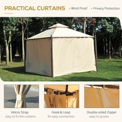 10&prime; x 10&prime; Outdoor Patio Gazebo with Curtains, Two-Tier Roof