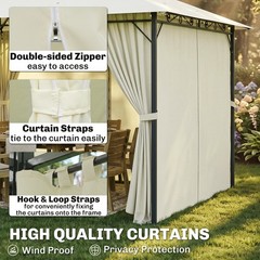 Large Outside Relaxing Cabana w/ Steel Frame & Removable Curtains, Cream White