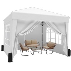 SANWAY 10×10 Pop Up Canopy with Sidewalls x 4 – Easy Setup 10×10, White