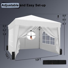 SANWAY 10×10 Pop Up Canopy with Sidewalls x 4 – Easy Setup 10×10, White