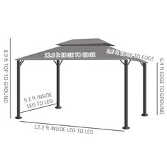 10&prime; x 13&prime; Patio Gazebo with Aluminum Frame for Outdoor, Gray