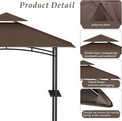 Grill Gazebo Replacement Top, 5 * 8 Outdoor BBQ Gazebo Top Cover, Double Layer B