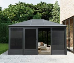 Domi 14.6×11.2 FT Sunroom,All-Season Solarium w/Movable PE Screen,Sliding Door