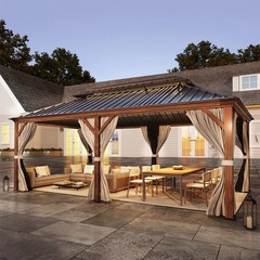12&rsquo;x20&prime; Hardtop – Aluminum Frame, Double Roof, Curtains & Net, Wooden Coated