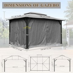 10&rsquo;x13&prime; Gazebo for Deck, Thick Posts & Ventilated Roof, Netting, Privacy