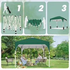 10×10 Pop Up Canopy, Outdoor Portable Shelter Tent with 4 Sandbags, Dark Green