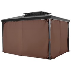 Outdoor Gazebo Privacy Curtain 12x 12 x 6.9 ft Waterproof Gazebo Curtains Coffee