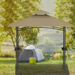 Grill Gazebo Replacement Canopy Top – 5&rsquo;x8&prime; Outdoor BBQ Tent Roof Cover Khaki