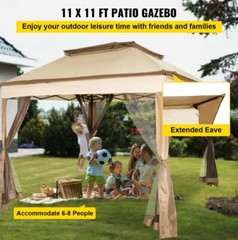 gazebo water proof, foldable, beige w/steel frame and mosquito repellent mesh