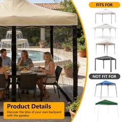 10FTx10FT Gazebo Replacement Mesh Walls 4-Sided Pergola Mosquito Screen Netting