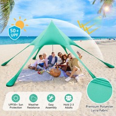 20 x 20 Feet Beach Canopy Tent with UPF50+ Sun Protection and Shovel-Green – Col