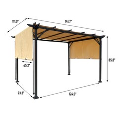 9.5 x 12 Ft Outdoor Retractable Pergola Patio Gazebo Shade Sunshelter Pergola