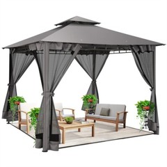 NEW 10x10ft Gazebo with Mosquito Netting Heavy Duty Waterproof Patio Canopy