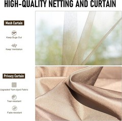 Domi 10x14FT Hardtop Gazebo Against Wall w/Sloping Steel Roof,Curtains&Netting