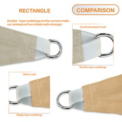 13&prime; Sun Shade Sail Straight Edge Waterproof UV Garden Patio Yard Canopy Cover