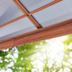 Hardtop Gazebo Polycarbonate Roof Aluminium Frame 10×10 10×13 13×13 ft Wood-Look